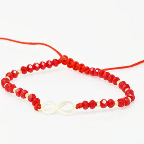 14K Gold Red Beaded Bracelet – Infinity Charm