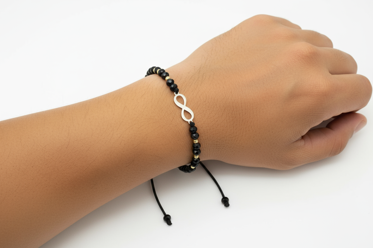 14K Gold Red Beaded Bracelet – Infinity Charm