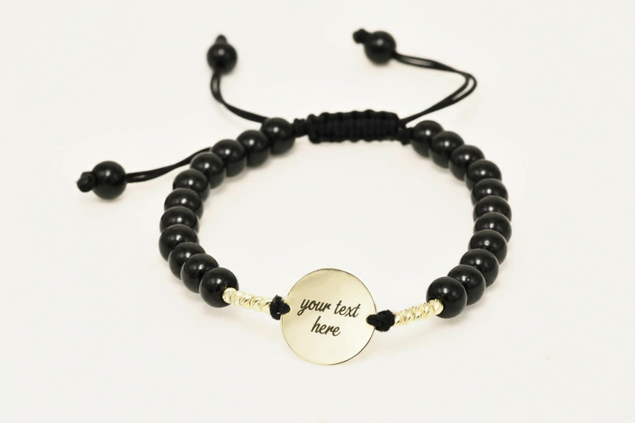 14K Gold Black Beaded Bracelet – “You Are Stronger Than You Think”