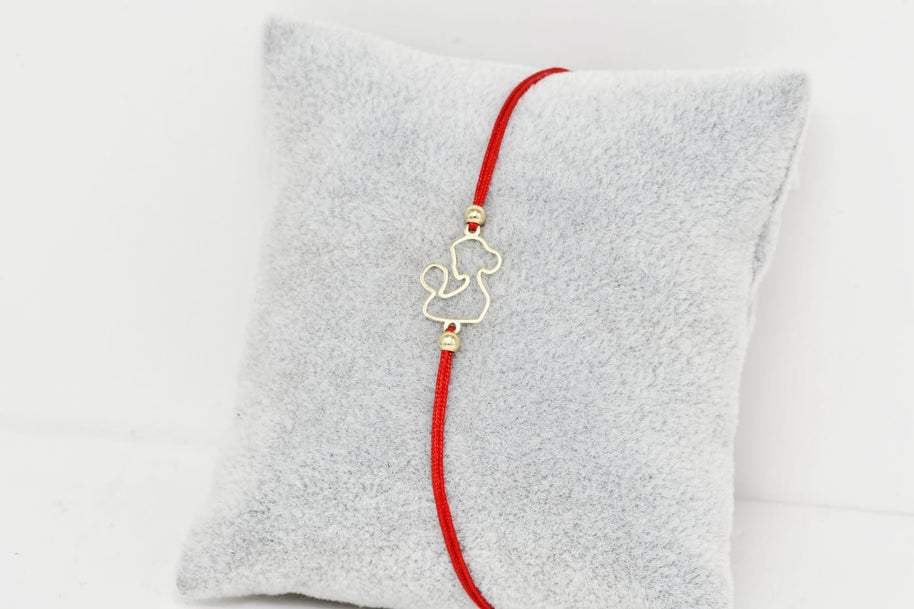 14K Gold Red Cord Bracelet – Mom and Baby Charm