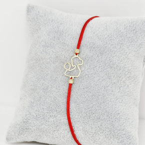 14K Gold Red Cord Bracelet – Mom and Baby Charm