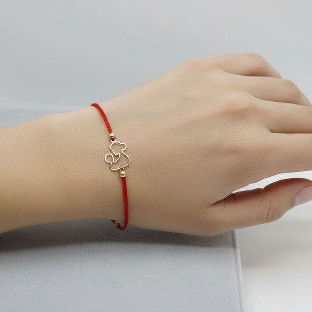 14K Gold Red Cord Bracelet – Mom and Baby Charm