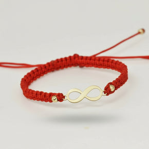 14K Gold Red Cord Bracelet – Infinity Charm