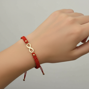14K Gold Red Cord Bracelet – Infinity Charm