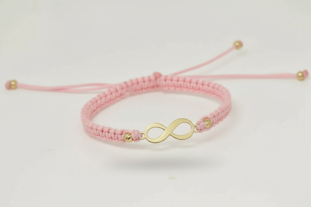 14K Gold Red Cord Bracelet – Infinity Charm