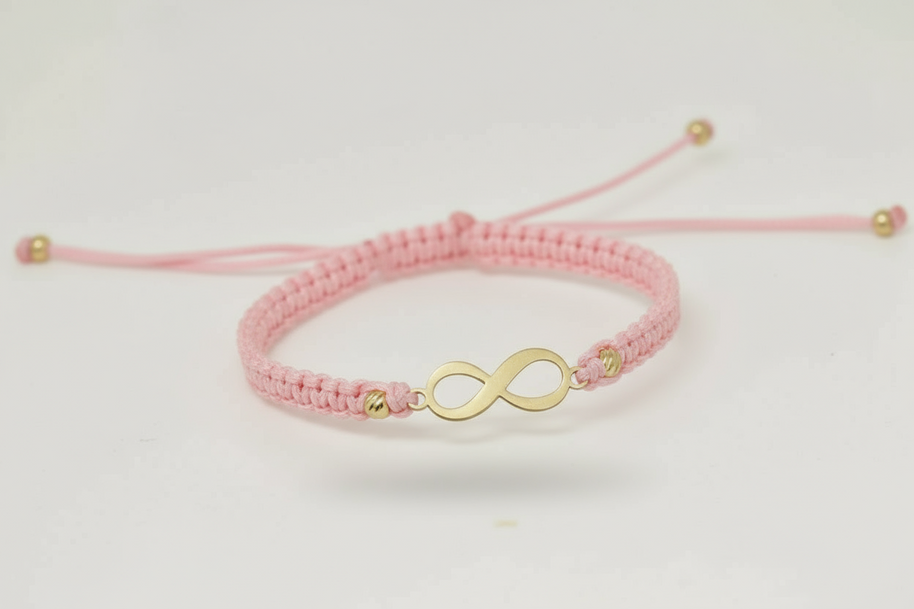14K Gold Red Cord Bracelet – Infinity Charm