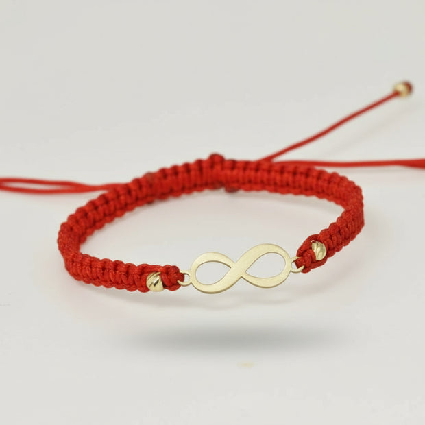 14K Gold Red Cord Bracelet – Infinity Charm