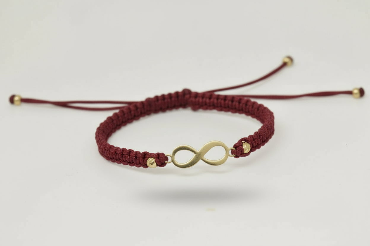 14K Gold Red Cord Bracelet – Infinity Charm