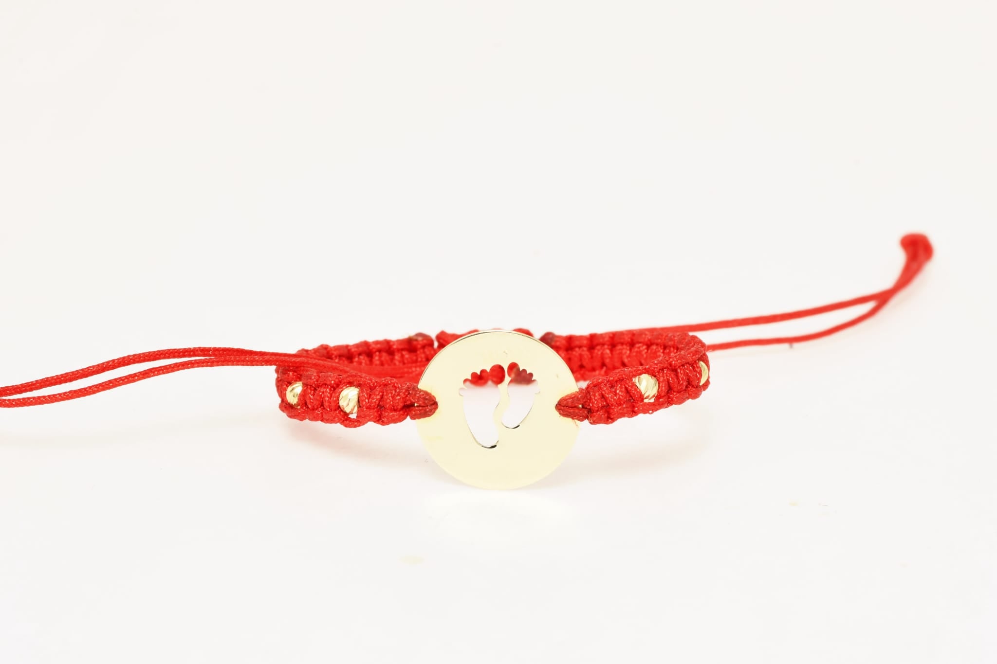 14K Gold Red Cord Bracelet – Baby Feet Charm