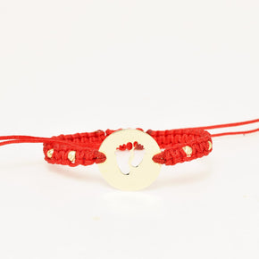 14K Gold Red Cord Bracelet – Baby Feet Charm