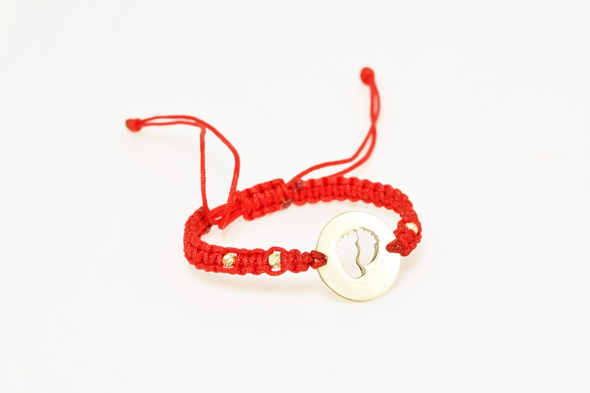 14K Gold Red Cord Bracelet – Baby Feet Charm