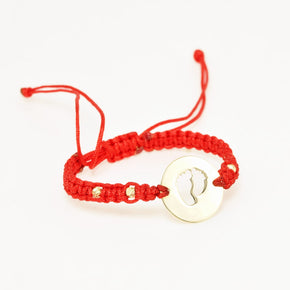 14K Gold Red Cord Bracelet – Baby Feet Charm