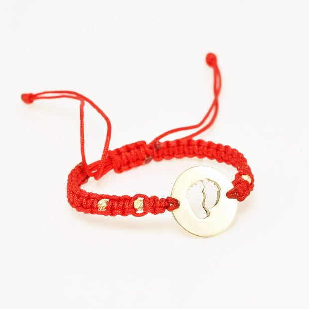 14K Gold Red Cord Bracelet – Baby Feet Charm