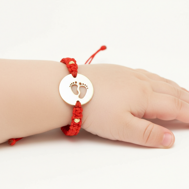 14K Gold Red Cord Bracelet – Baby Feet Charm