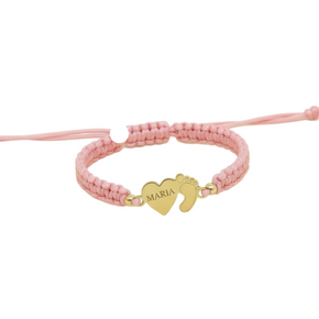 14K Gold Red Cord Bracelet – Heart &Baby Foot Charm