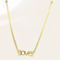 14K Gold “LOVE” Necklace – Elegant Design with Partial Double Chain