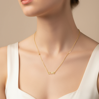 14K Gold “LOVE” Necklace – Elegant Design with Partial Double Chain