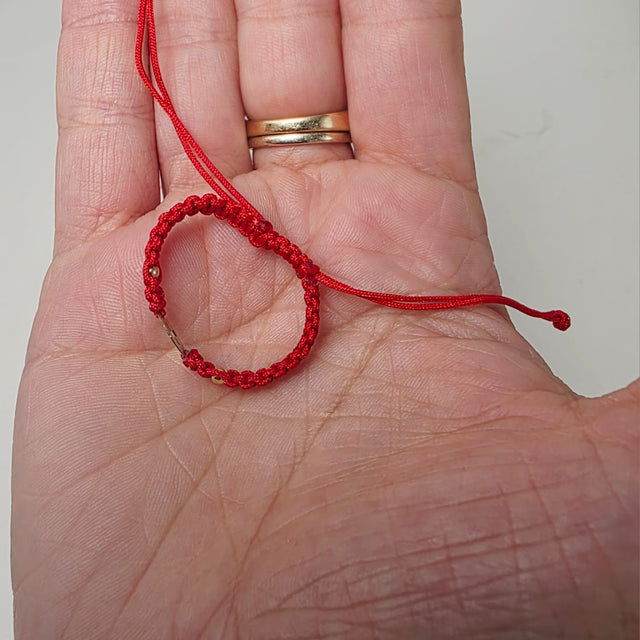 14K Gold Red Cord Bracelet – Cross Charm (New-born Size)