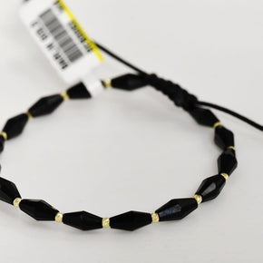 Black Beaded Bracelet with 14K Gold Details (585)