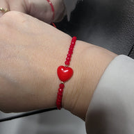 Red Crystal Bracelet with Heart Centrepiece – 14K Gold (585)
