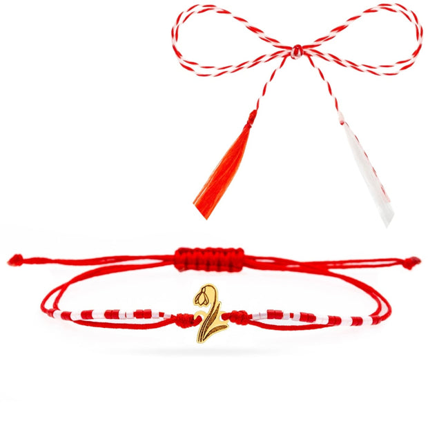 Mărțișor Brățară cu Ghiocel din Aur 14K și Miyuki