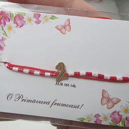 Mărțișor Brățară cu Ghiocel din Aur 14K și Miyuki