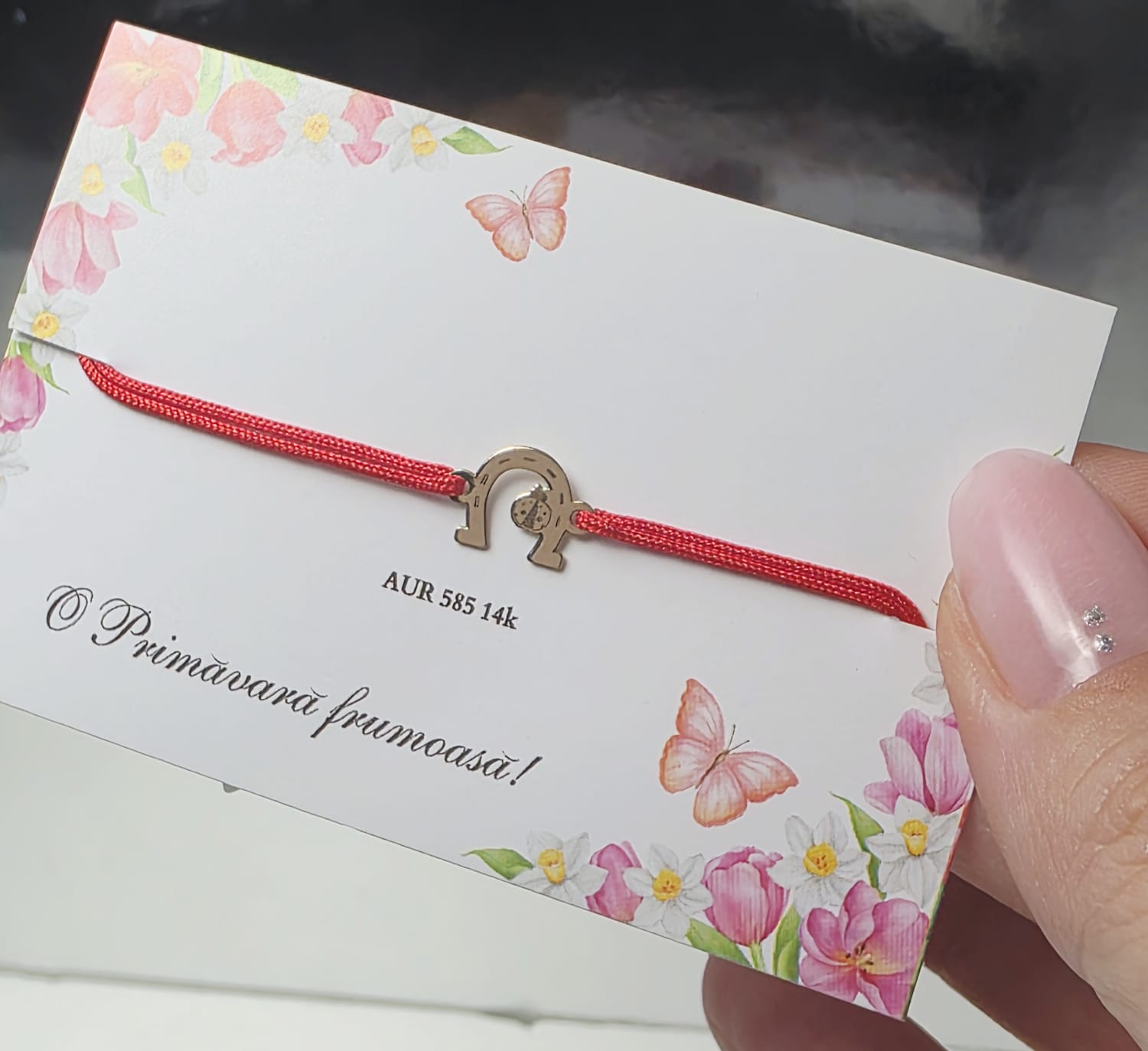 Mărțișor tip Brățară - Potcoavă cu Gărgăriță din AUR 14K