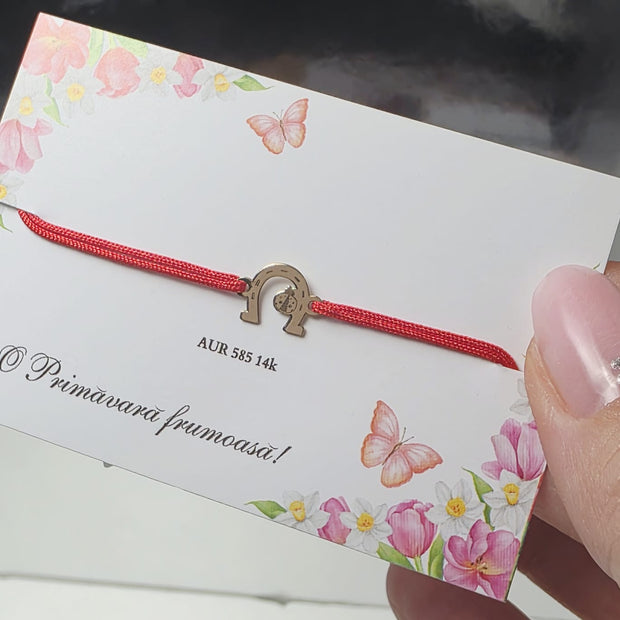 Mărțișor tip Brățară - Potcoavă cu Gărgăriță din AUR 14K