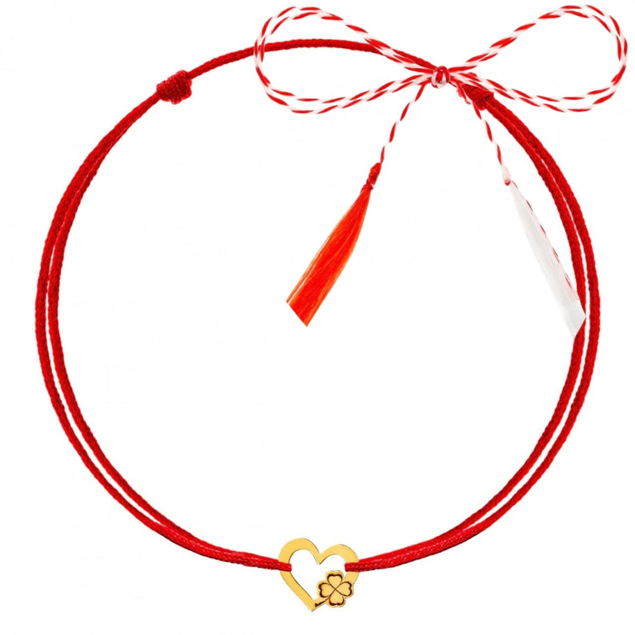 Mărțișor Tip Brățară - Inima cu Trifoi din AUR 14K