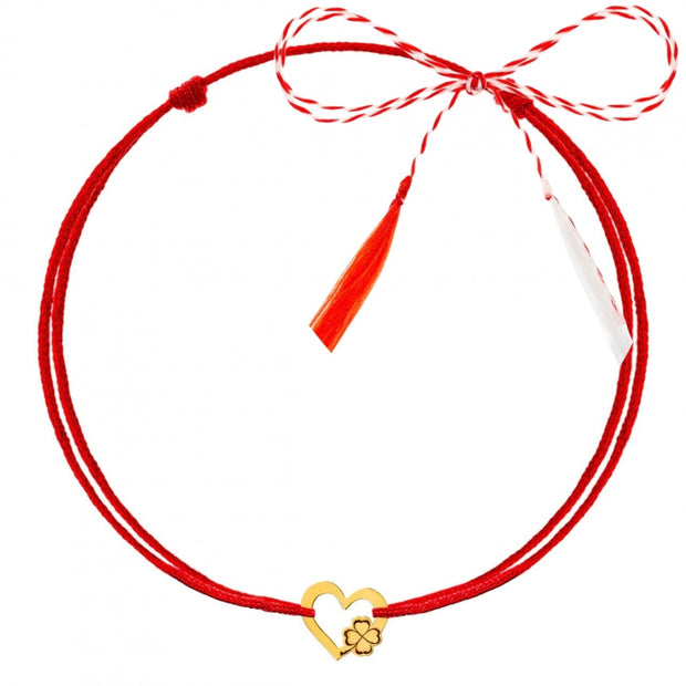 Mărțișor Tip Brățară - Inima cu Trifoi din AUR 14K