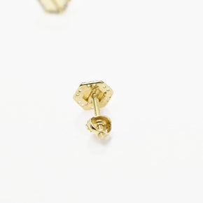 14K Gold Baby Hexagon Stud Earrings with Cubic Zirconia | Screw Back