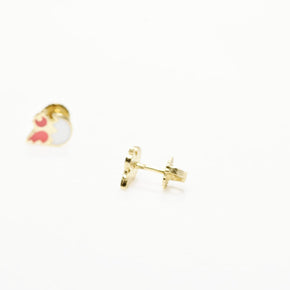 14K Gold Baby Chick Stud Earrings with Enamel | Screw Back | 585
