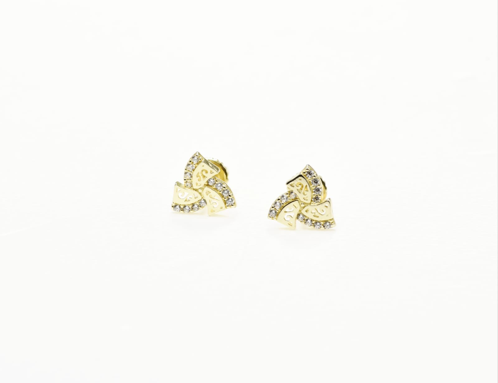 14K Gold Bow Baby Stud Earrings with Cubic Zirconia | Screw Back Kids Earrings | 585 Gold