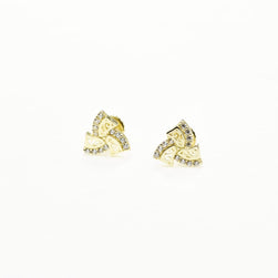14K Gold Bow Baby Stud Earrings with Cubic Zirconia | Screw Back Kids Earrings | 585 Gold