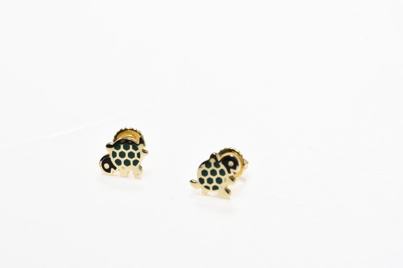 14K Gold Turtle Baby Stud Earrings | Screw Back Kids Earrings | 585 Gold Children’s Earrings