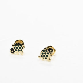 14K Gold Turtle Baby Stud Earrings | Screw Back Kids Earrings | 585 Gold Children’s Earrings