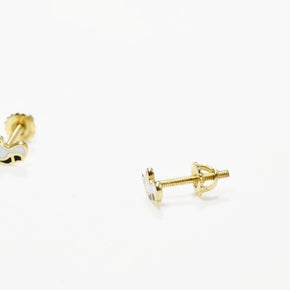 14K Gold Unicorn Stud Earrings | 585 Gold Kids Earrings | Enamel Unicorn Screw Back Earrings