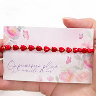 14K Gold Red Heart Bracelet | 585 Gold Heart Bead Bracelet | Adjustable Gold Bracelet Gift