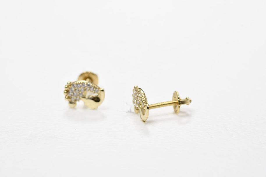 14K Gold Rainbow Stud Earrings | 585 Gold Screw Back Earrings | Cubic Zirconia Kids Earrings