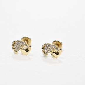 14K Gold Rainbow Stud Earrings | 585 Gold Screw Back Earrings | Cubic Zirconia Kids Earrings