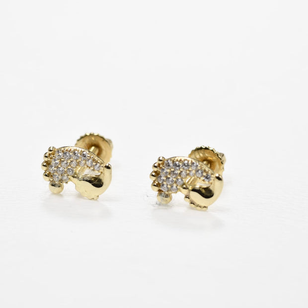 14K Gold Rainbow Stud Earrings | 585 Gold Screw Back Earrings | Cubic Zirconia Kids Earrings