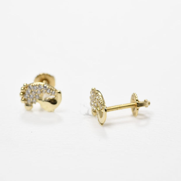 14K Gold Rainbow Stud Earrings | 585 Gold Screw Back Earrings | Cubic Zirconia Kids Earrings
