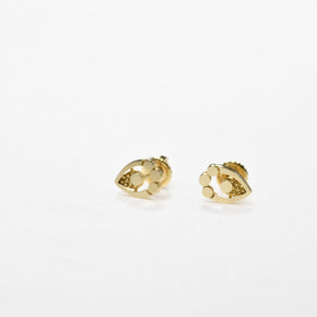 14K Gold Paw Print Stud Earrings | 585 Gold Screw Back Earrings | Minimal Gold Kids Earrings