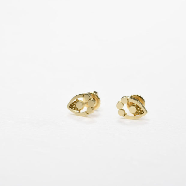 14K Gold Paw Print Stud Earrings | 585 Gold Screw Back Earrings | Minimal Gold Kids Earrings