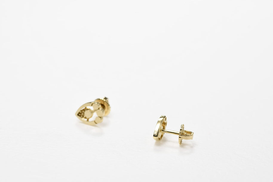 14K Gold Paw Print Stud Earrings | 585 Gold Screw Back Earrings | Minimal Gold Kids Earrings