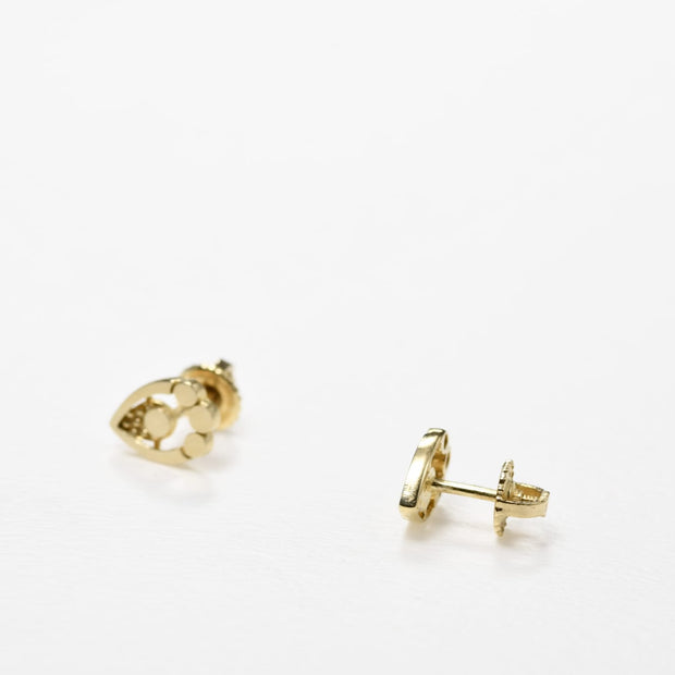 14K Gold Paw Print Stud Earrings | 585 Gold Screw Back Earrings | Minimal Gold Kids Earrings