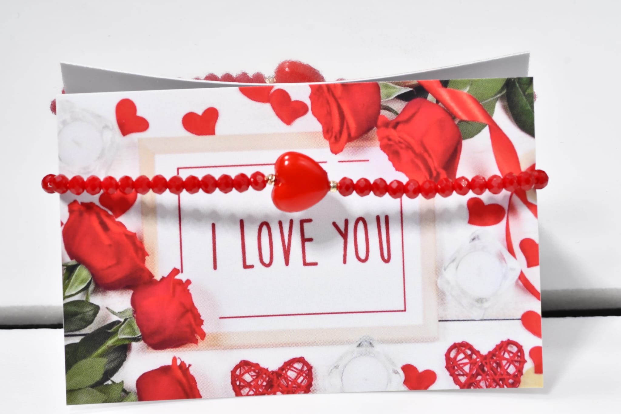 14K Gold Red Heart Bracelet | 585 Gold Heart Bracelet | Valentine’s Day Gold Bracelet Gift