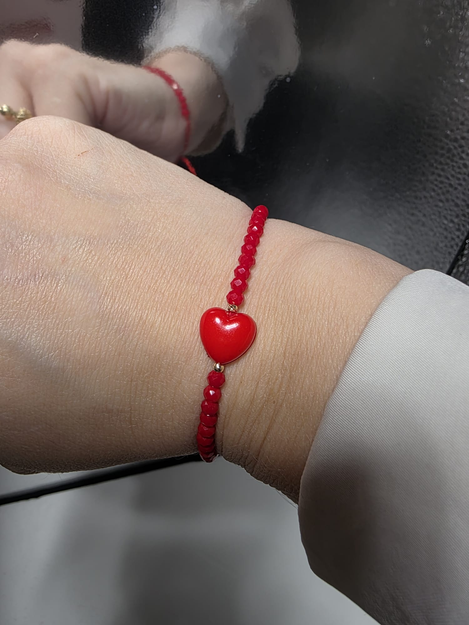 14K Gold Red Heart Bracelet | 585 Gold Heart Bracelet | Valentine’s Day Gold Bracelet Gift