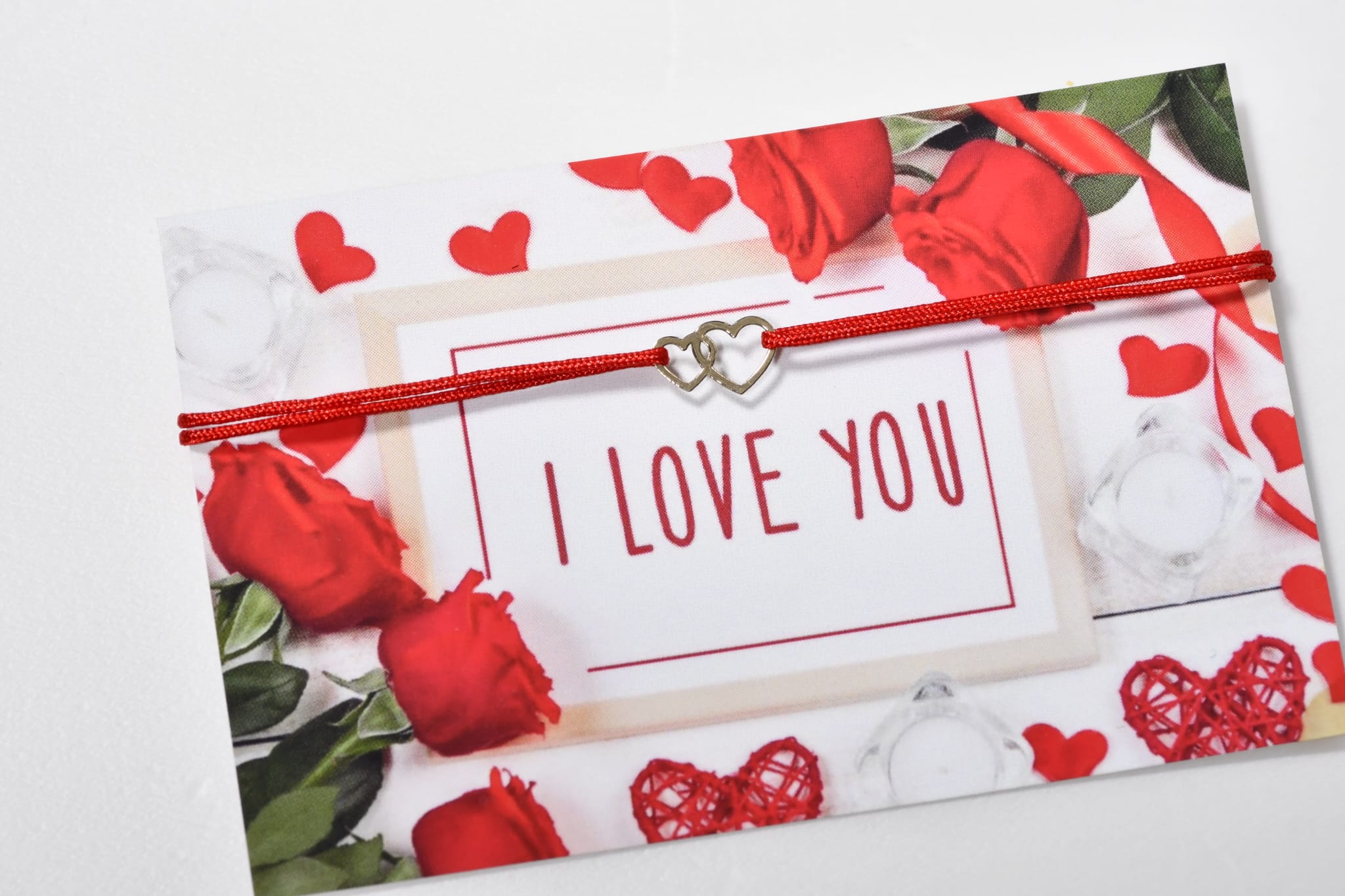 14K Gold Double Heart Red String Bracelet | 585 Gold Heart Bracelet | Valentine’s Day Love Bracelet