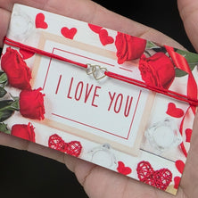 14K Gold Double Heart Red String Bracelet | 585 Gold Heart Bracelet | Valentine’s Day Love Bracelet